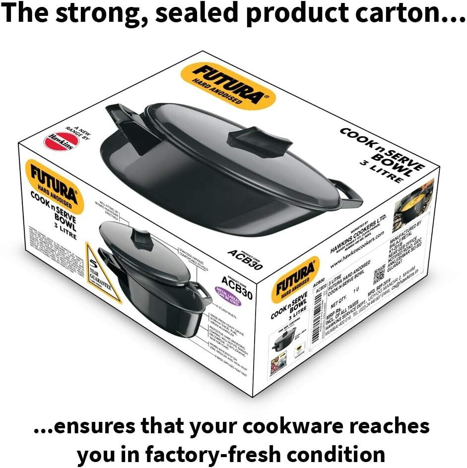 Hawkins Cook-N-Serve Hard Anodised Bowl, 3 Litre Capacity  Free Shipping